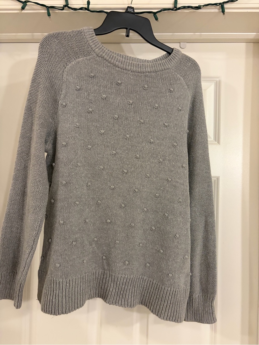 Gray Women's Pom-Pom Knit Sweater